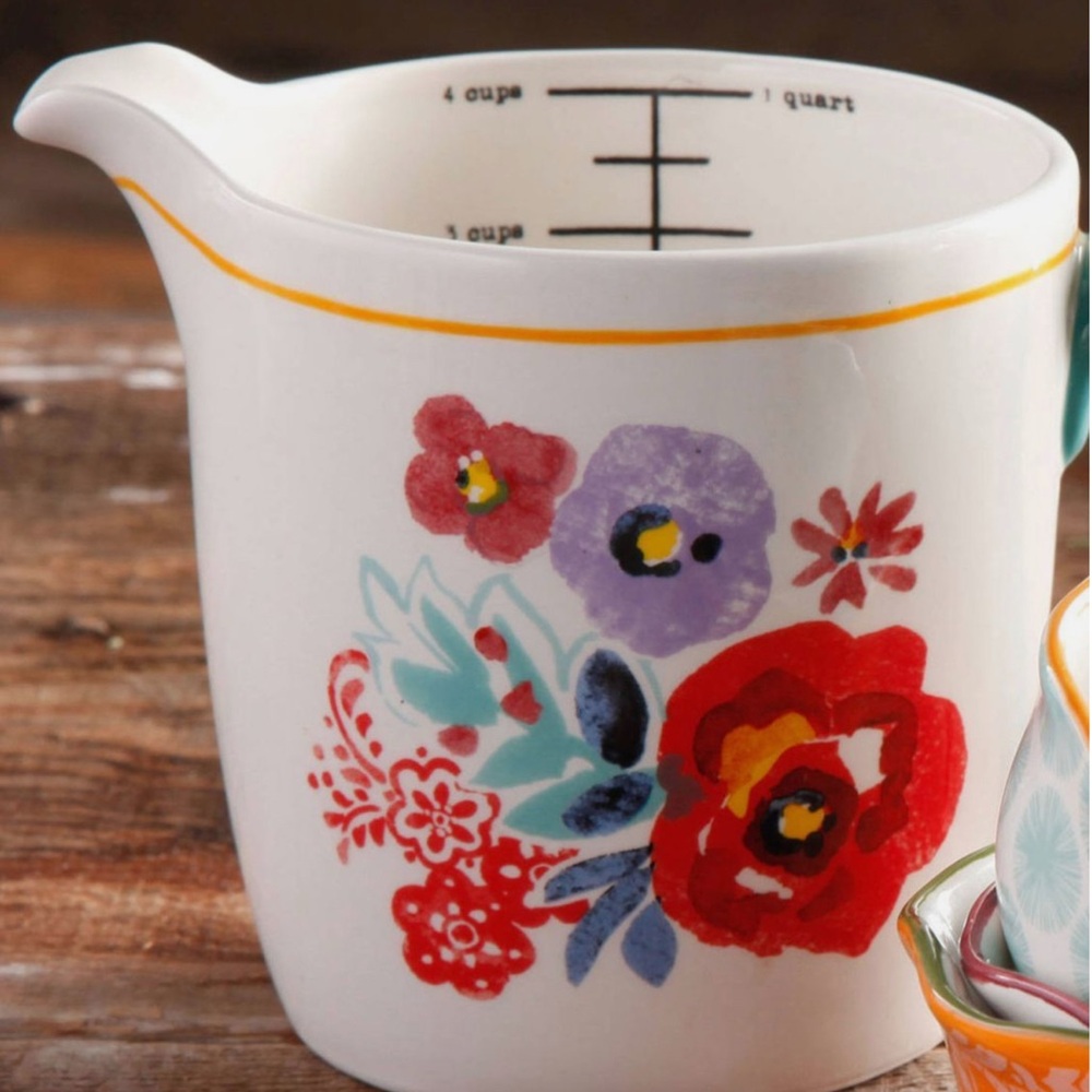 The Pioneer Woman Floral 4-cup Measuring Cup - Red, Purple, Blue
